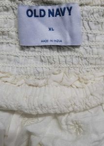 Cream Embroidered Square Neck Top