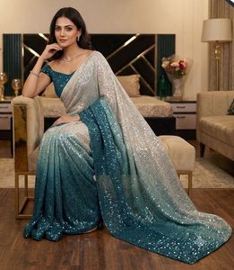 stylish Ready-to-Wear Designer Sequin Saree with T