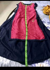 Pink &amp; Navy Blue Anarkali Dress Party Wear
