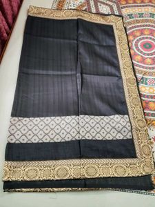 Elegant Black Saree with Gold Border Zari work