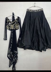 Elegant Black Embroidered Lehenga Choli Set