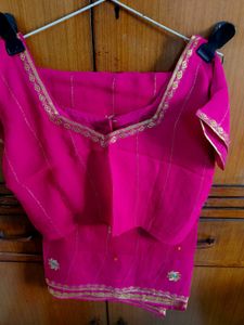 Vibrant Pink Embroidered Saree
