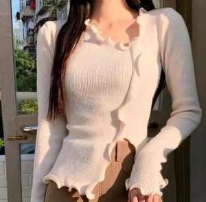 Off-white Ribbed Lettuce Hem Knit Top