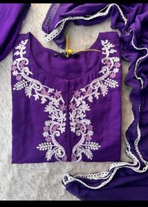 Beautiful Purple Embroidered Kurta Set