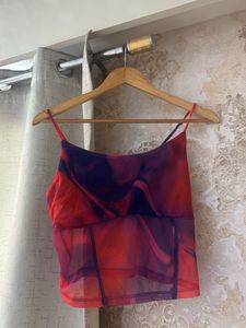 Tie-Dye Mesh Crop Cami Top