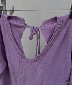 Lavender V-Neck Knit Top