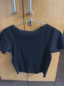 Chic Black Lace Trim V-Neck Top