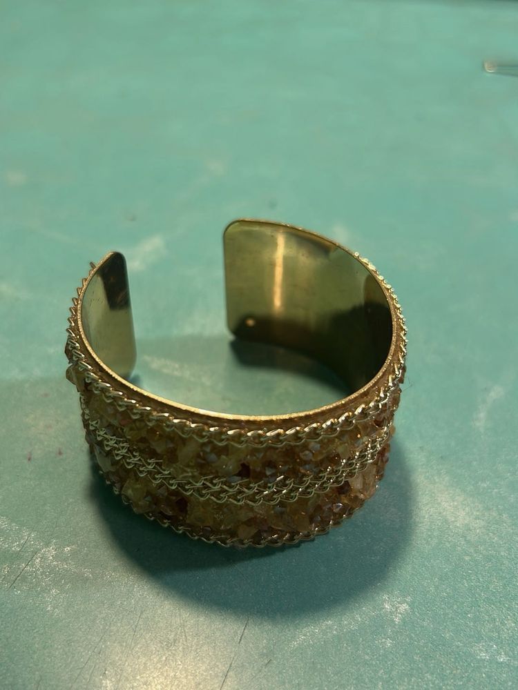 Boho Style Gemstone &amp; Chain Cuff Bracelet