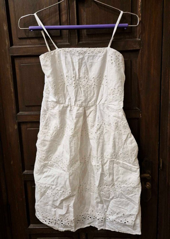 White schiffli Anglaise Mini Dress