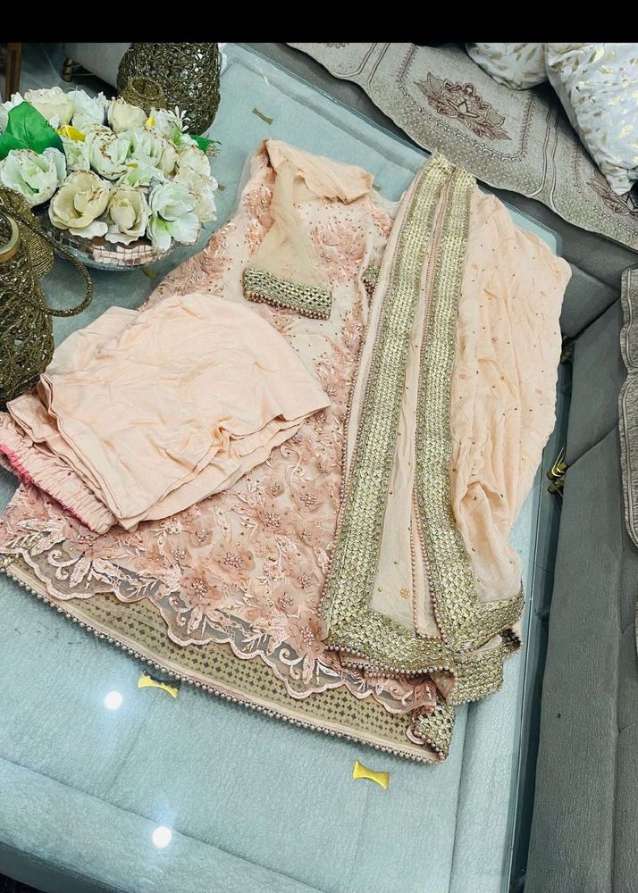 Beautiful Peach Kurta Set with Dupatta