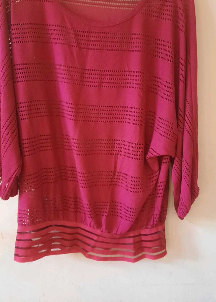 Sheer Cutout Berry Tunic Top