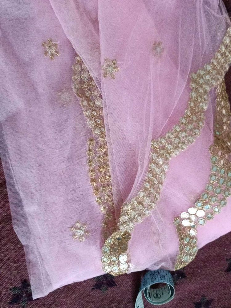 Embellished Pink Net Dupatta