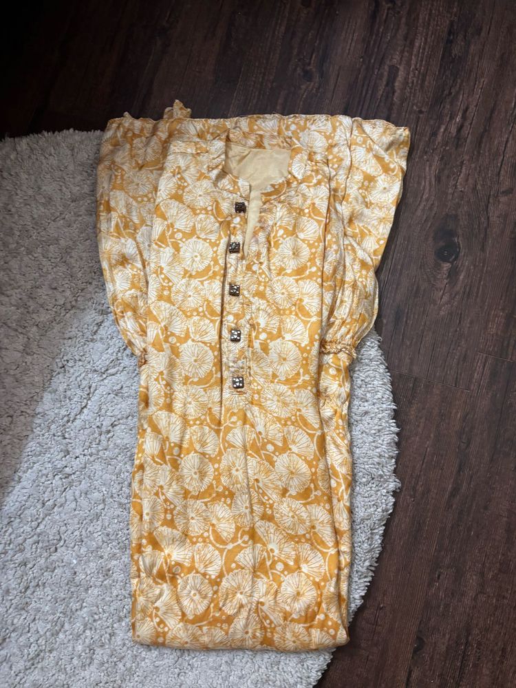 Yellow Floral Print Gown