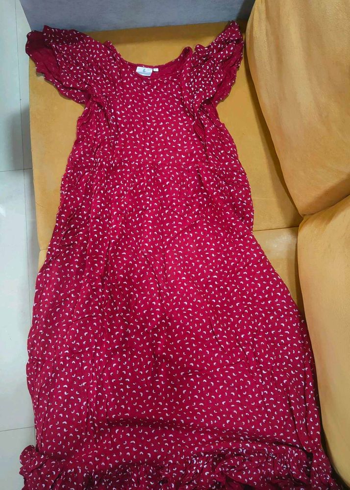 Chic Red Printed Maxi Maternity Dress