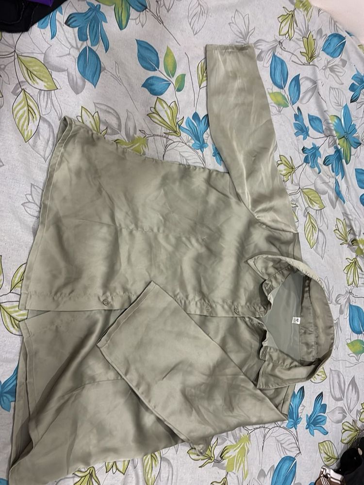 Elegant Olive Satin Shirt