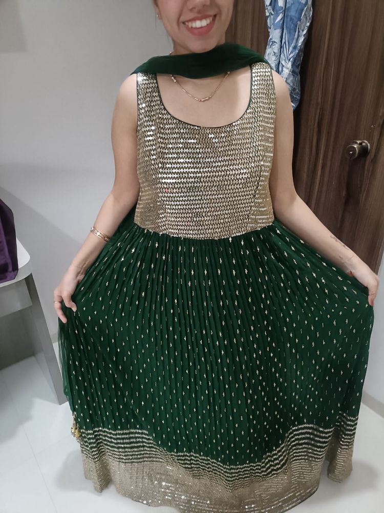 Stunning Green Sequin anarkali