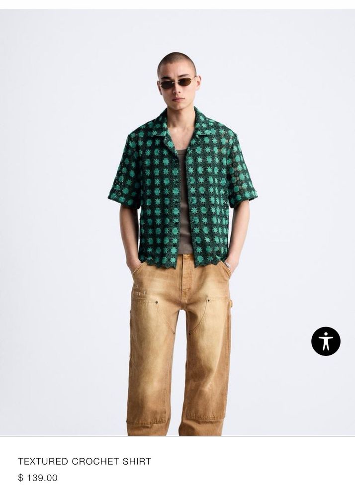 ZARA TEXTURED CROCHET SHIRT