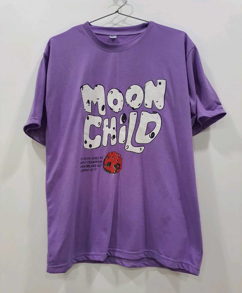Overized Purple Moon Child Graphic T-Shirt