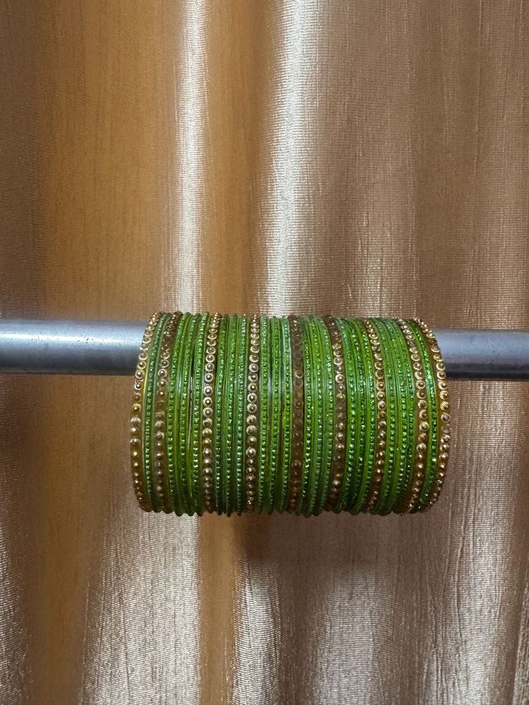 Green Beaded Bangles Set