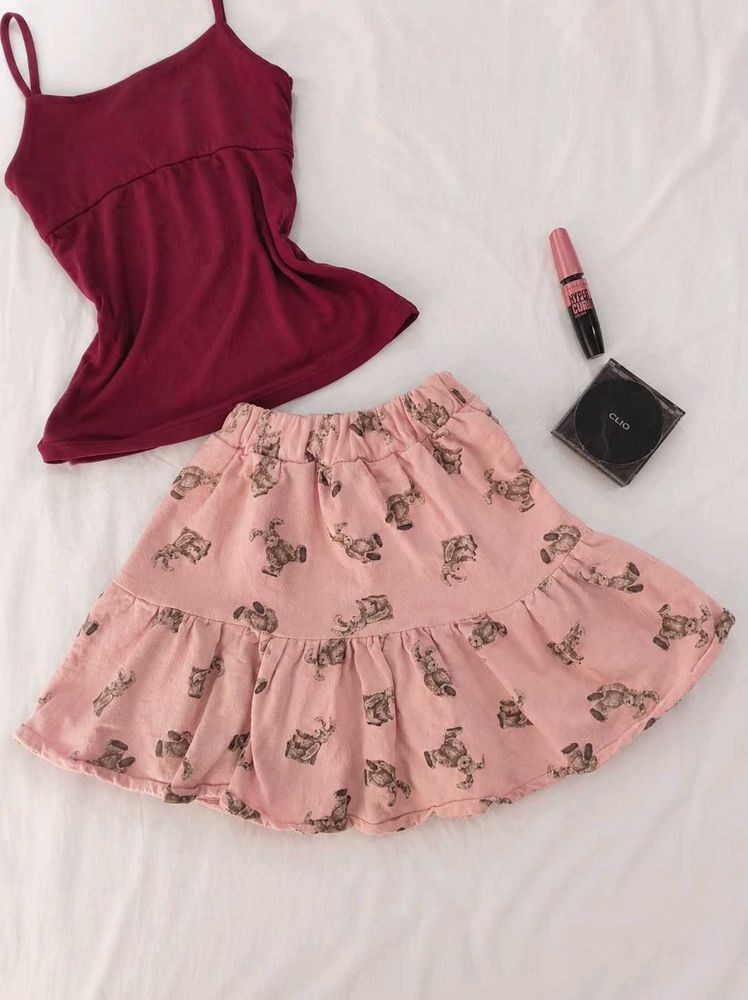 teddy print mini skirt
