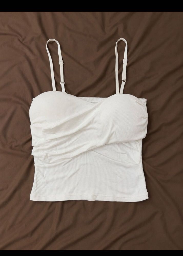 White Ruched Camisole Top