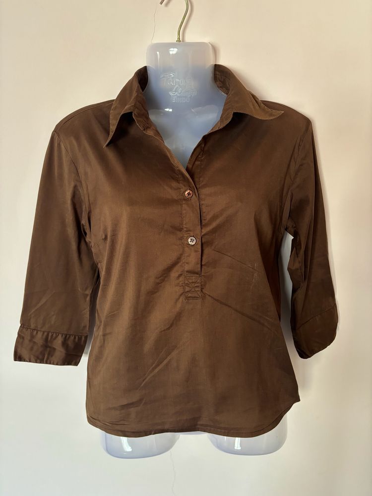 Formal Brown Shirt With 3/4th Sleeve
