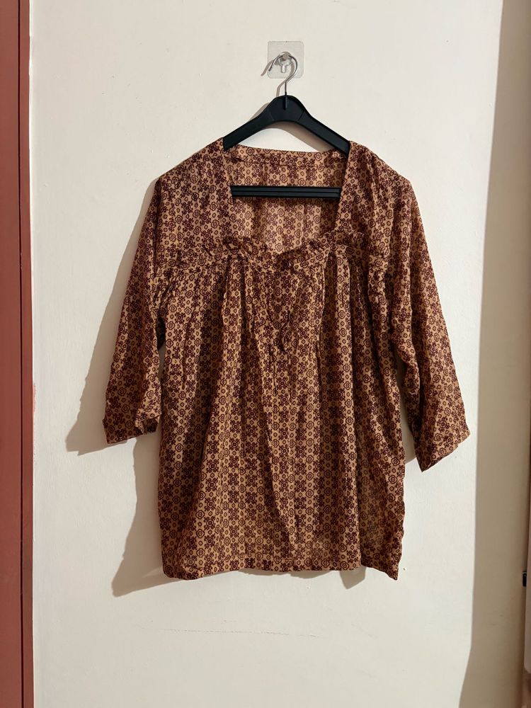 Vintage Brown Floral Print top