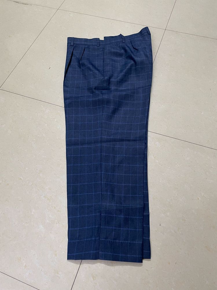 Blue Checkered Formal Trousers