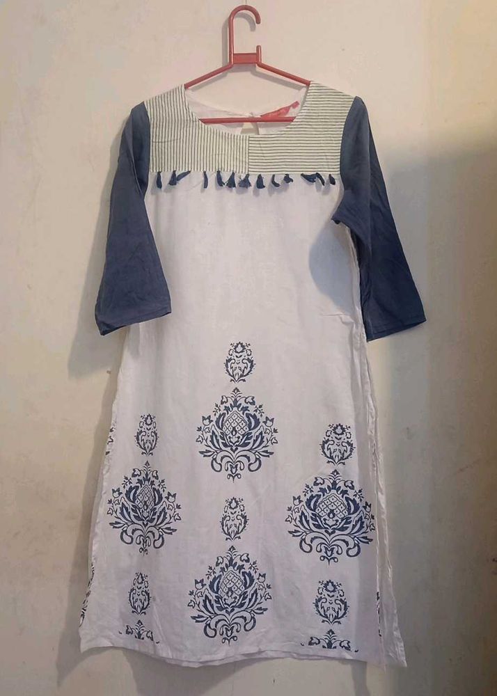Women's White Printed Kurta