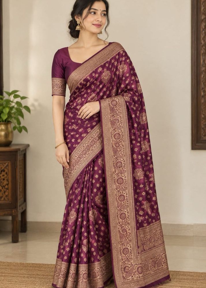 Elegant Purple Banarasi Silk Saree