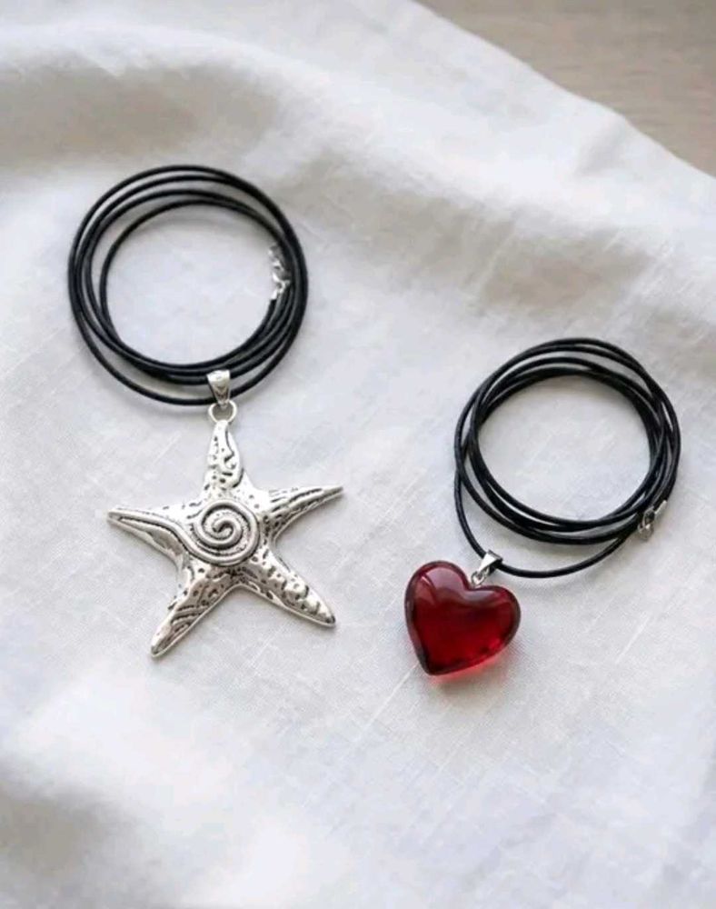⭐ Star Spiral &amp; Heart Necklace Set