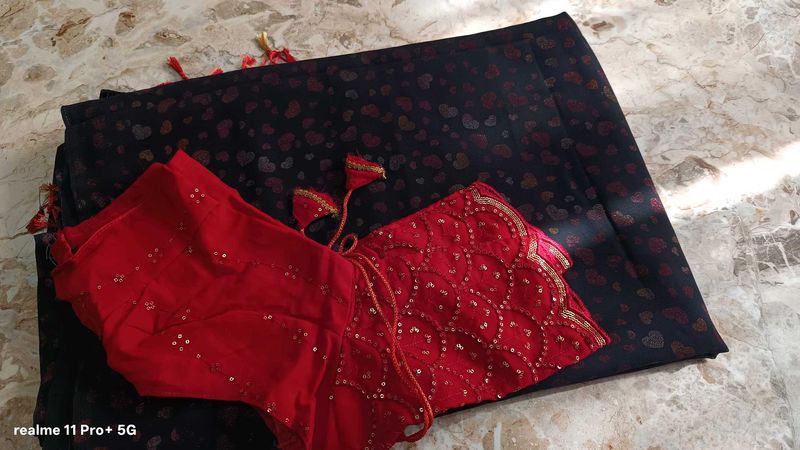 Elegant Saree with Embellished Blouse