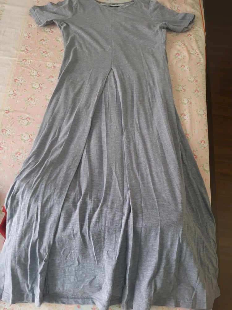 Grey Colour FABALLEY Floor Lenght Front Slit Top