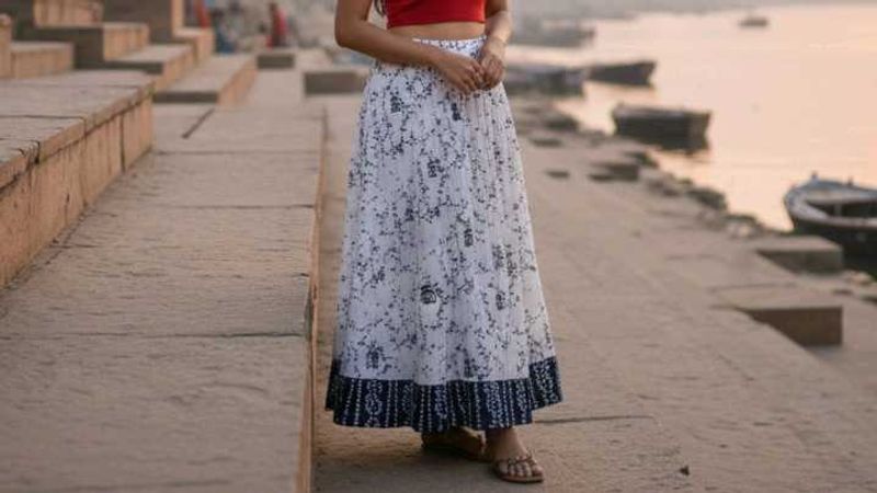 Floral Print Tiered Long Skirt
