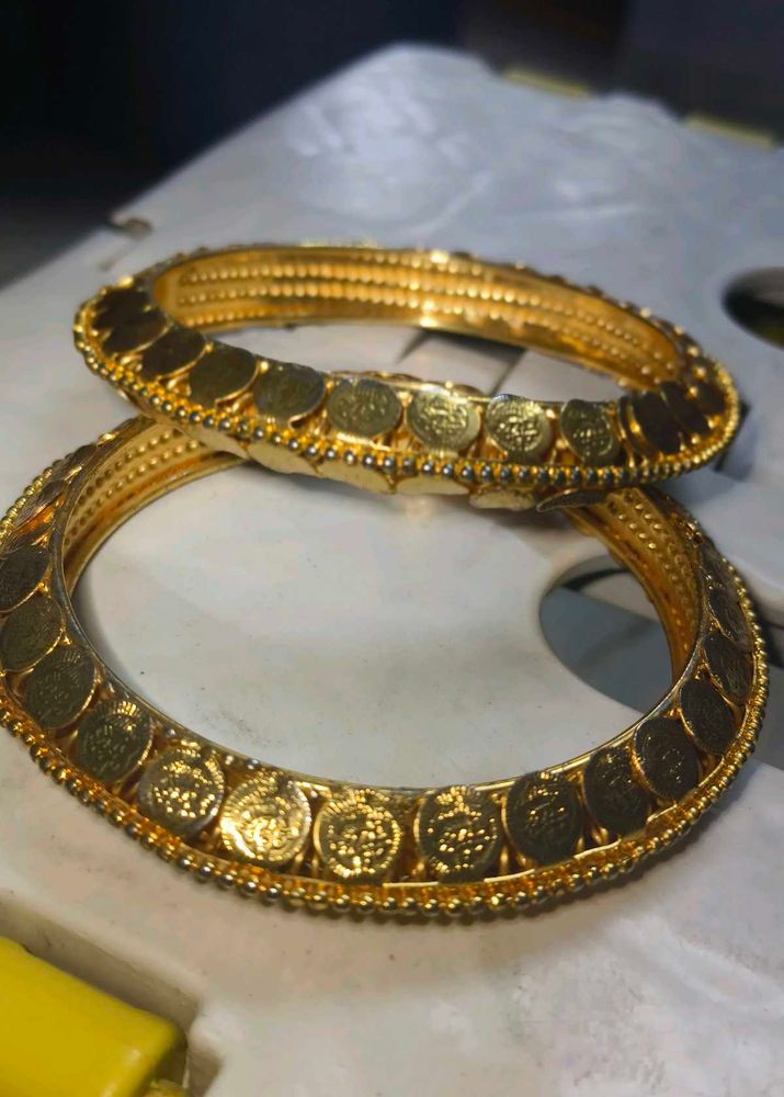 Gold toned lakshmi roopu Bangles (Set of 2)