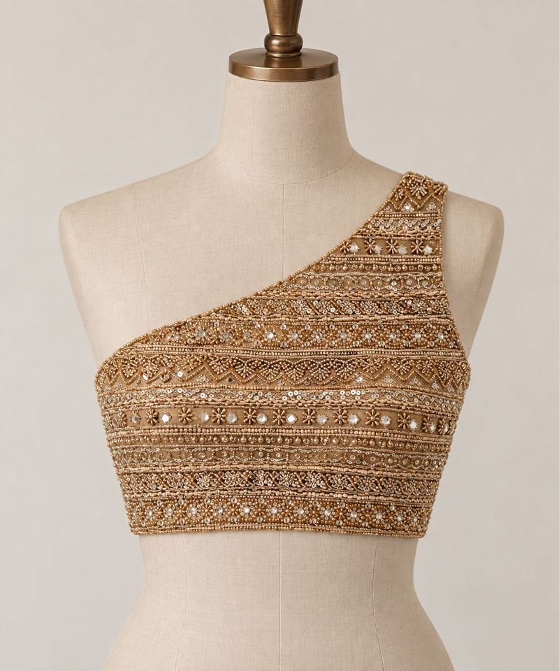 Embellished One-Shoulder Blouse