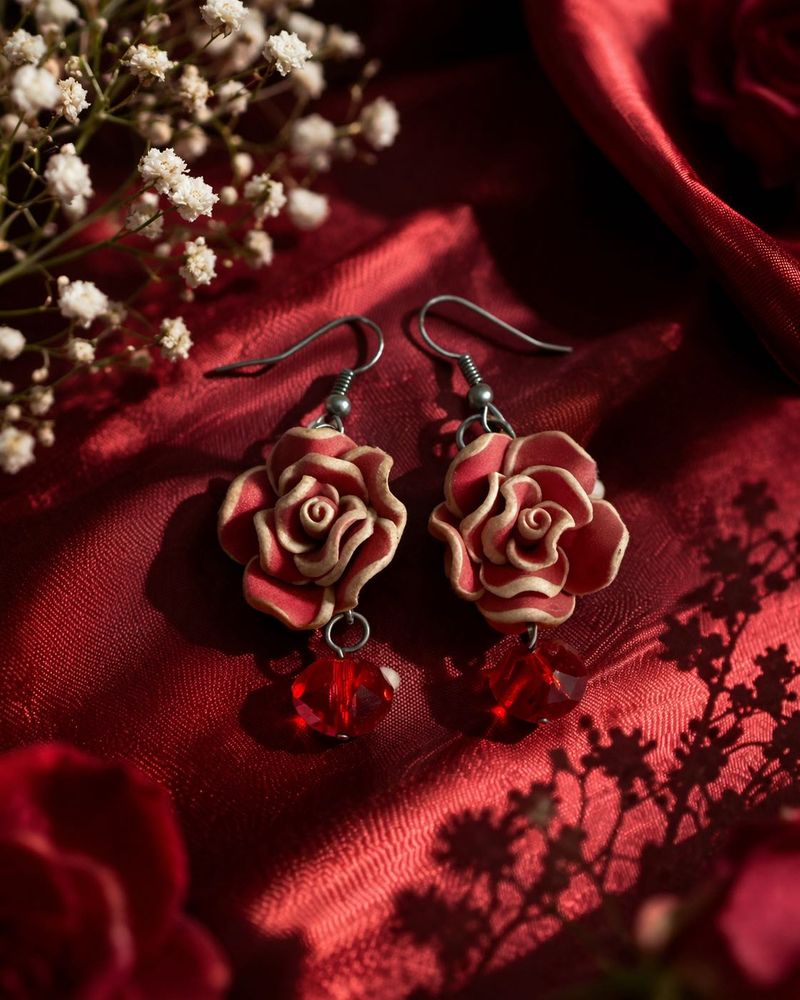 Rose Flower Drop Earrings 🌺