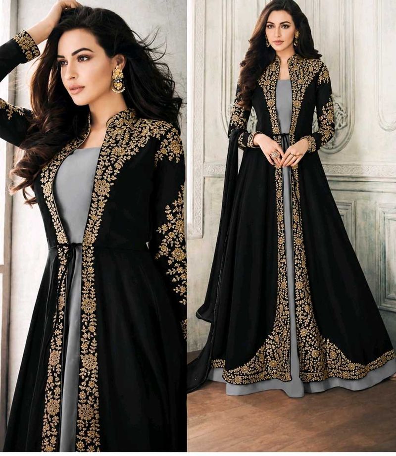 Elegant Black Embroidered Gown