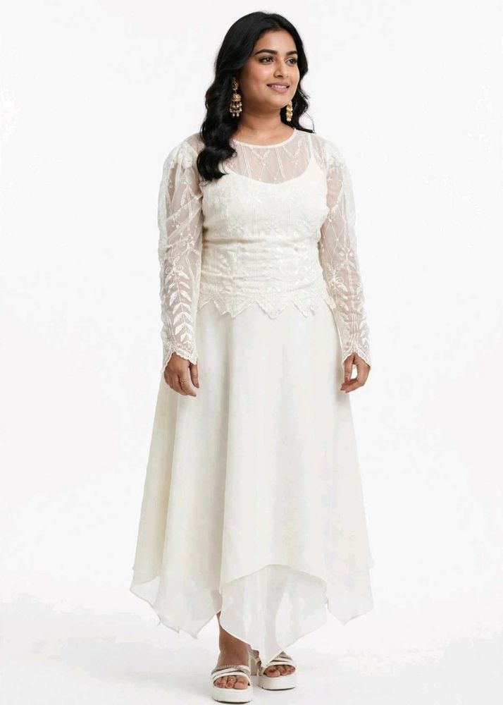 Elegant White Ethnic Gown