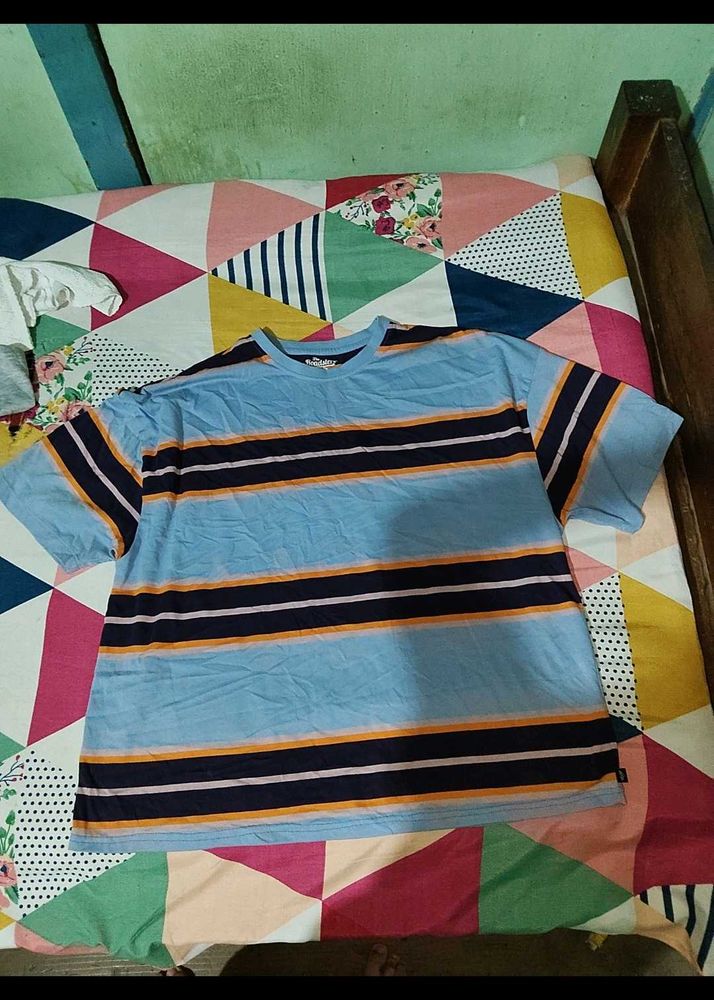 oversized Striped Blue T-Shirt