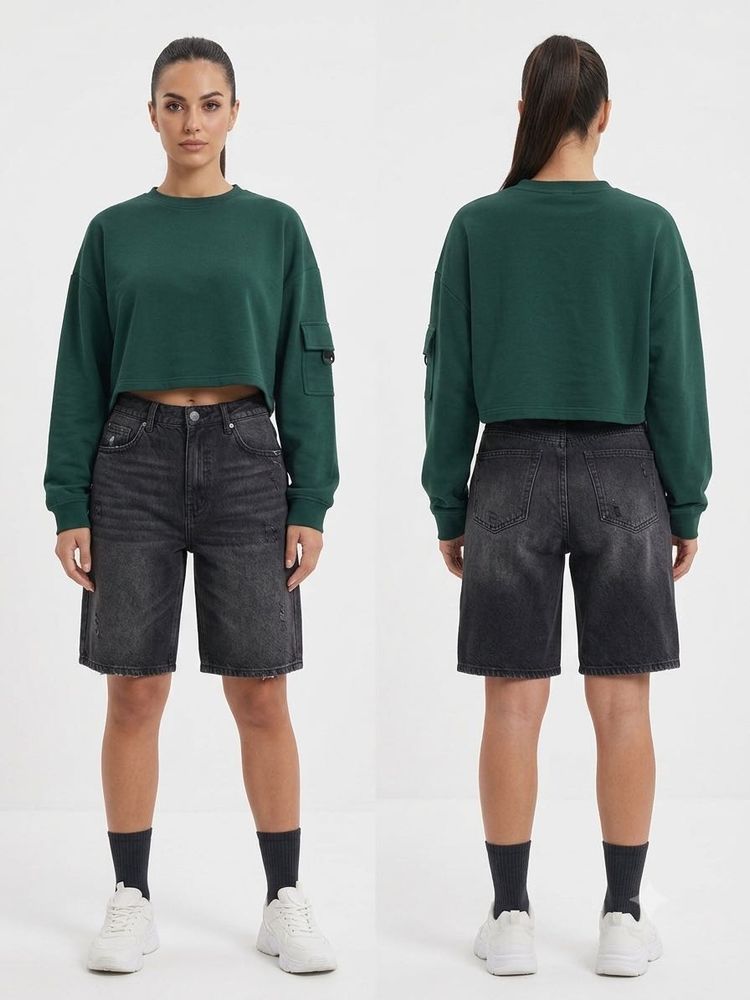 Zudio Cropped Oversized Sweatshirt