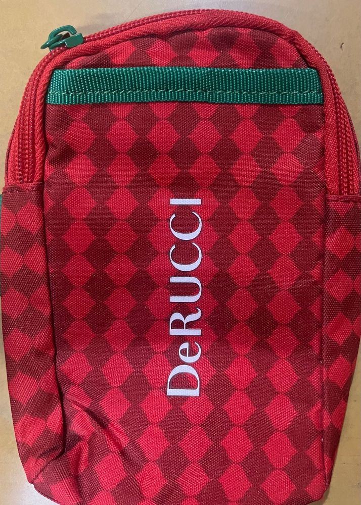 DeRucci Red Checkered Pouch