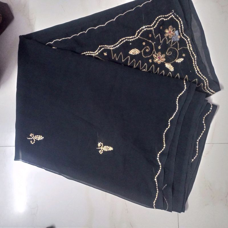 Black Satri Zardozi Work Saree