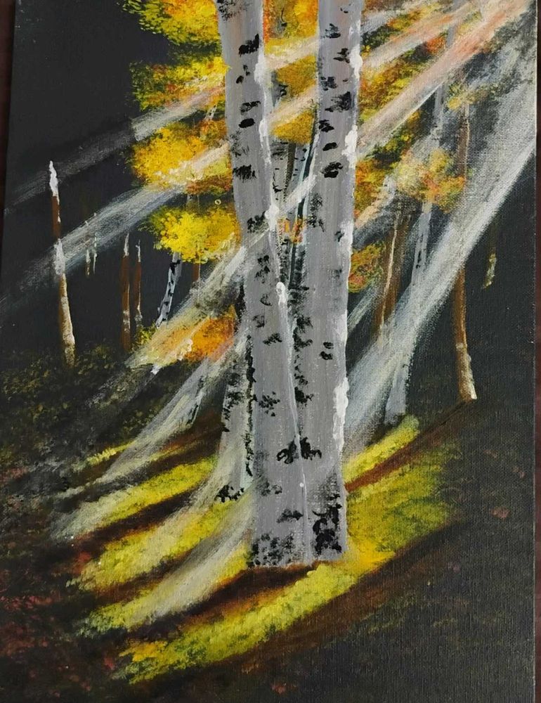 Original Forest Birch Tree Painting