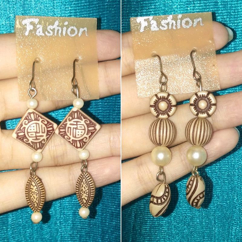 Combo Of 2 Wooden-Pearl Earrings/Earring!!