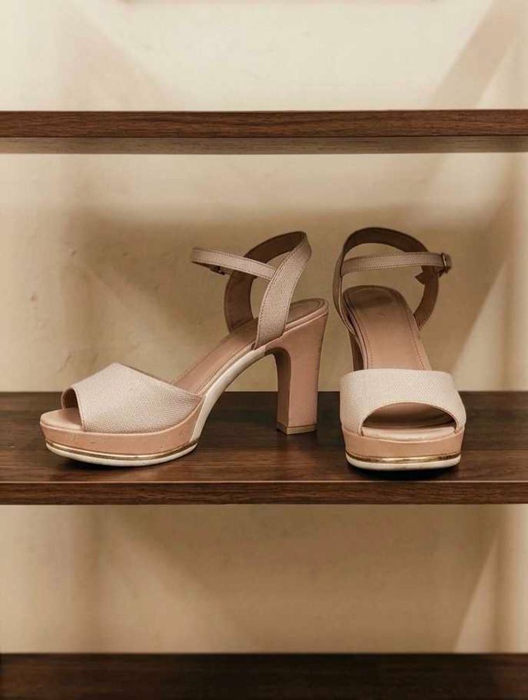 Pink platform block heel