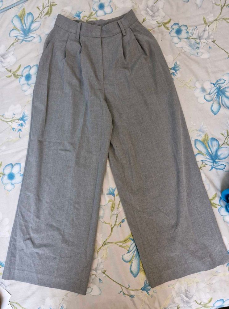 Women's Grey korean Wide-Leg Trousers