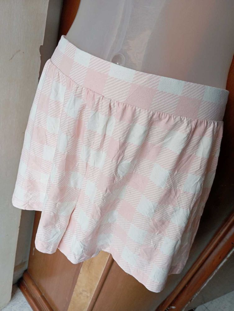 Cute Pink Gingham Skater Skirt