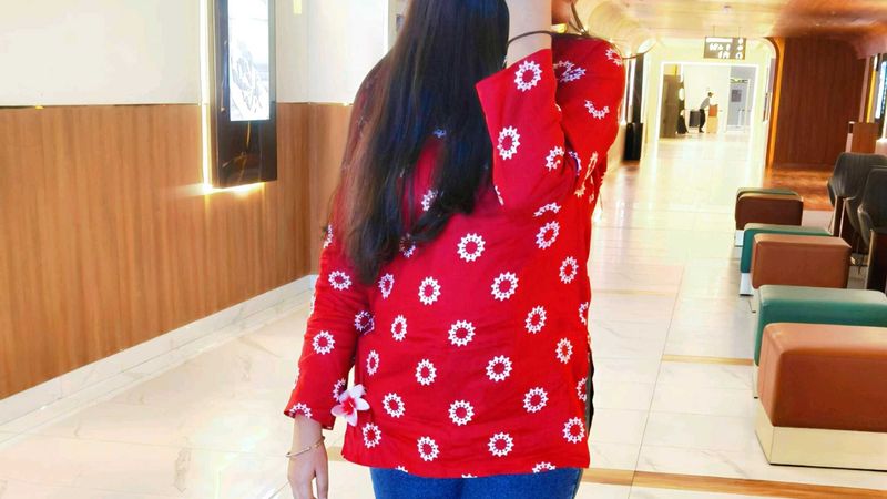 Red Floral Print Kurti