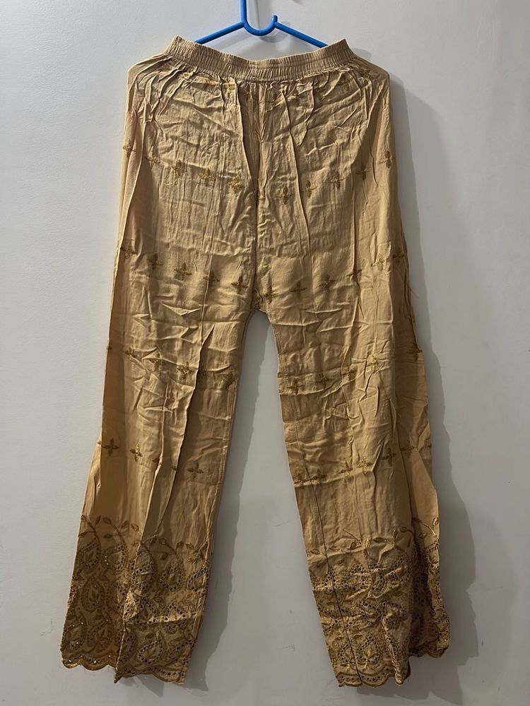 Boho Wide-Leg Embroidered Pants